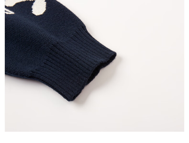 MQD Children's Sweater Autumn New Boys Jacquard Versatile National Style Sweater Navy Blue 130 12