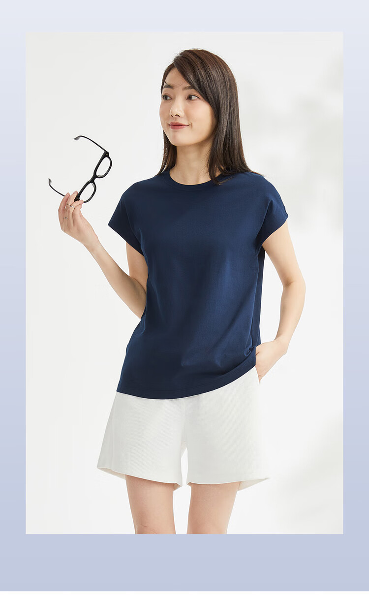 Giordano Women's T-Shirt, Summer New Style, Pure Cotton, Attractive, Elegant Ladies Round Neck White T-Shirt, Short Sleeve, 13323309 17