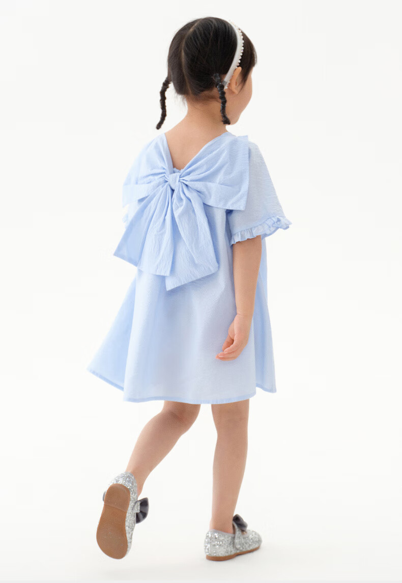 M.Latin Children's Clothing, Girls' Summer Dress, New Style for Summer 2025, Short-Sleeved Dress with Bow Design for Young Girls 9