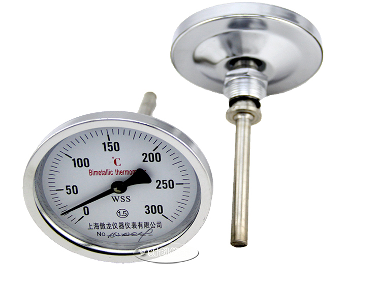 双金属温度计wss401锅炉管道工业不锈钢傲龙管道温度表指针0100度工业