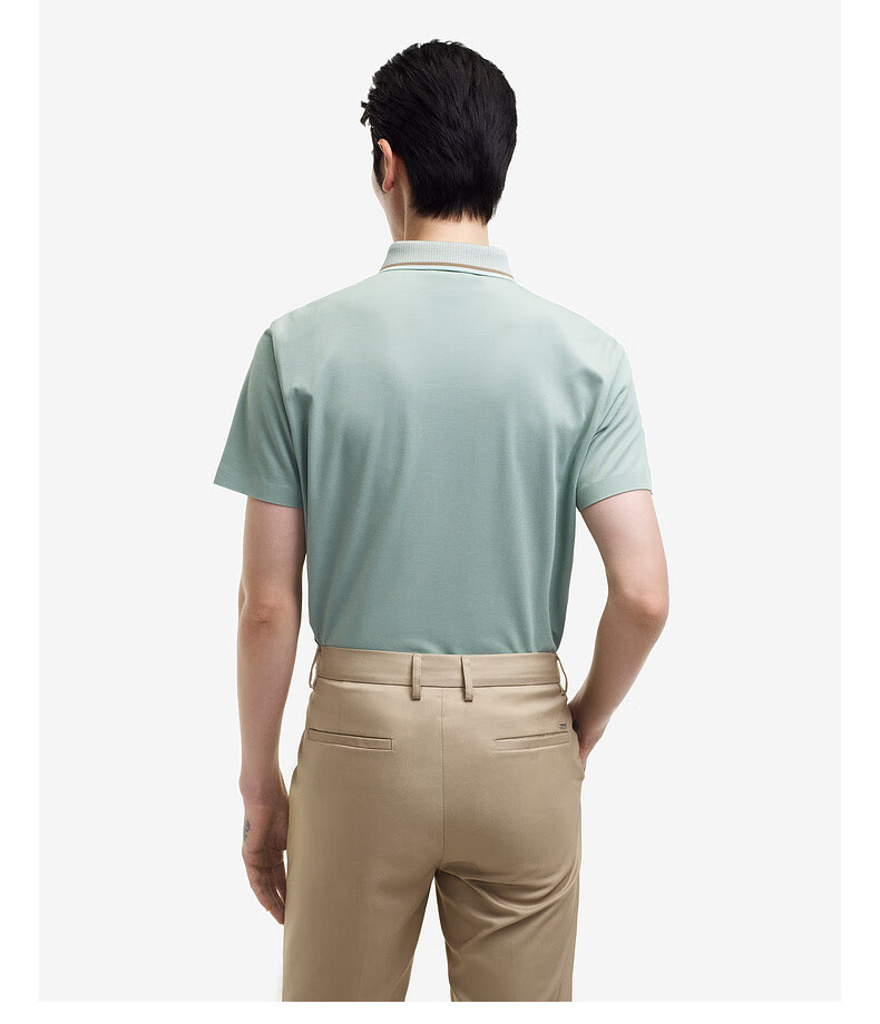 K-Boxing K-Boxing Spring And Summer Business Contrasting Color Lapel Casual Short-Sleeve Polo Shirt BTBE2382, Frost Green, 2XL 22