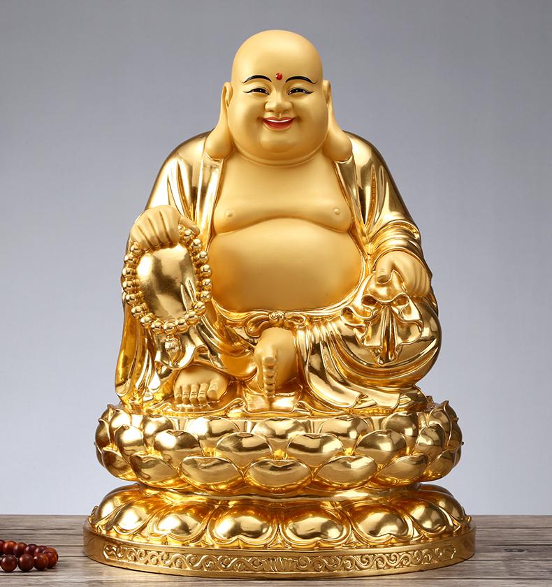 圆通礼品纯铜贴金弥勒佛像供奉家用大号笑佛大肚弥勒佛摆件27寸弥勒佛