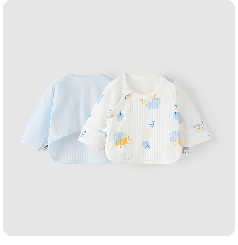 TONGTAI Baby Kimono Half-Back Shirt Summer Pure Cotton Newborn Monk Style Top Green 66cm 4