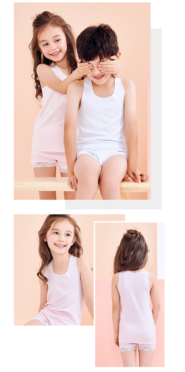 三枪童装 threegun kids 水柔弹力棉女童儿童三角裤(两枚装) 白 橙