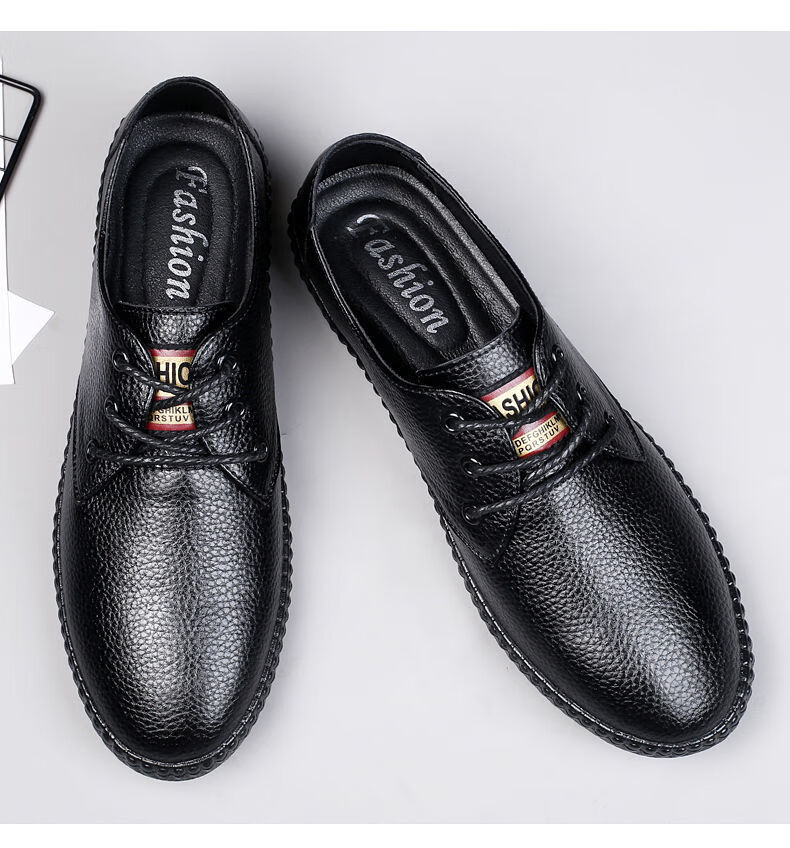 tata他她男鞋【】真牛皮男士休闲小皮鞋子男鞋正装商务软底软皮豆豆鞋