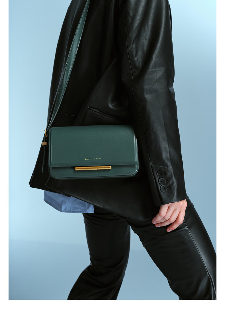 charles&keith22冬季新品ck2-80270956金属扣单肩斜挎