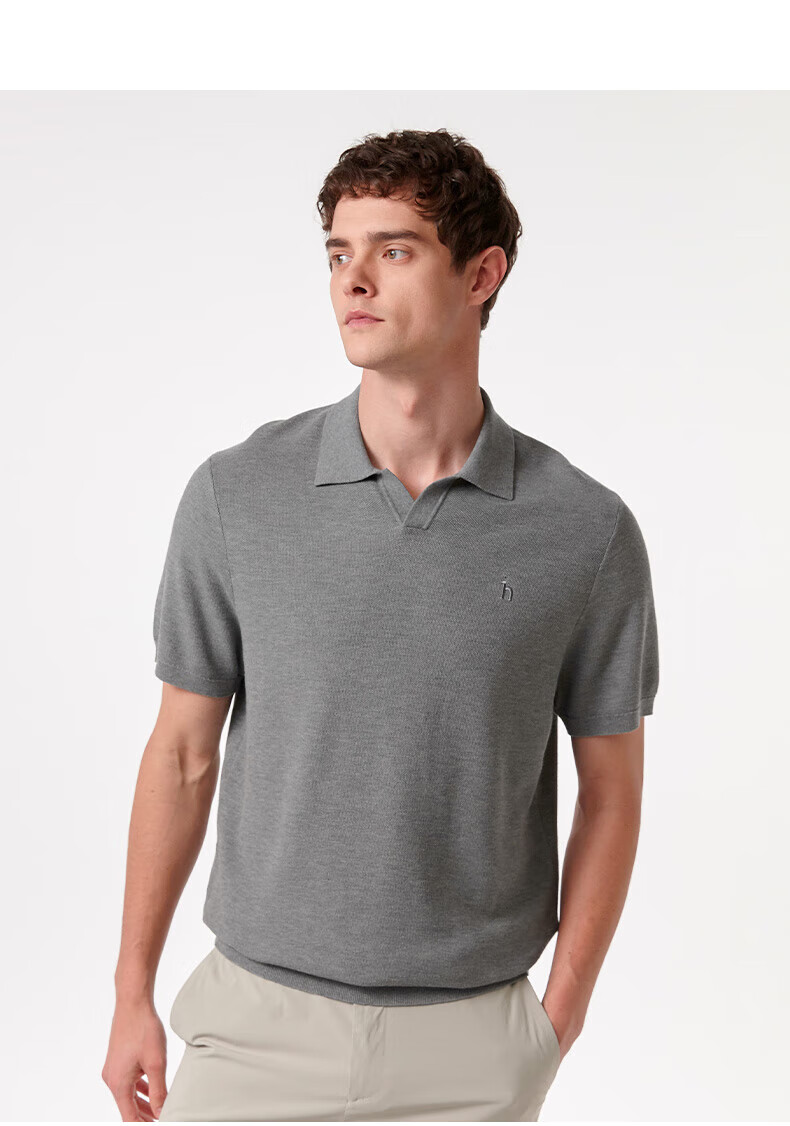 HAZZYS Men's Summer Short Sleeve Knit Shirt ABYZD0CAX11 Gray GE M (170/92A46) 11