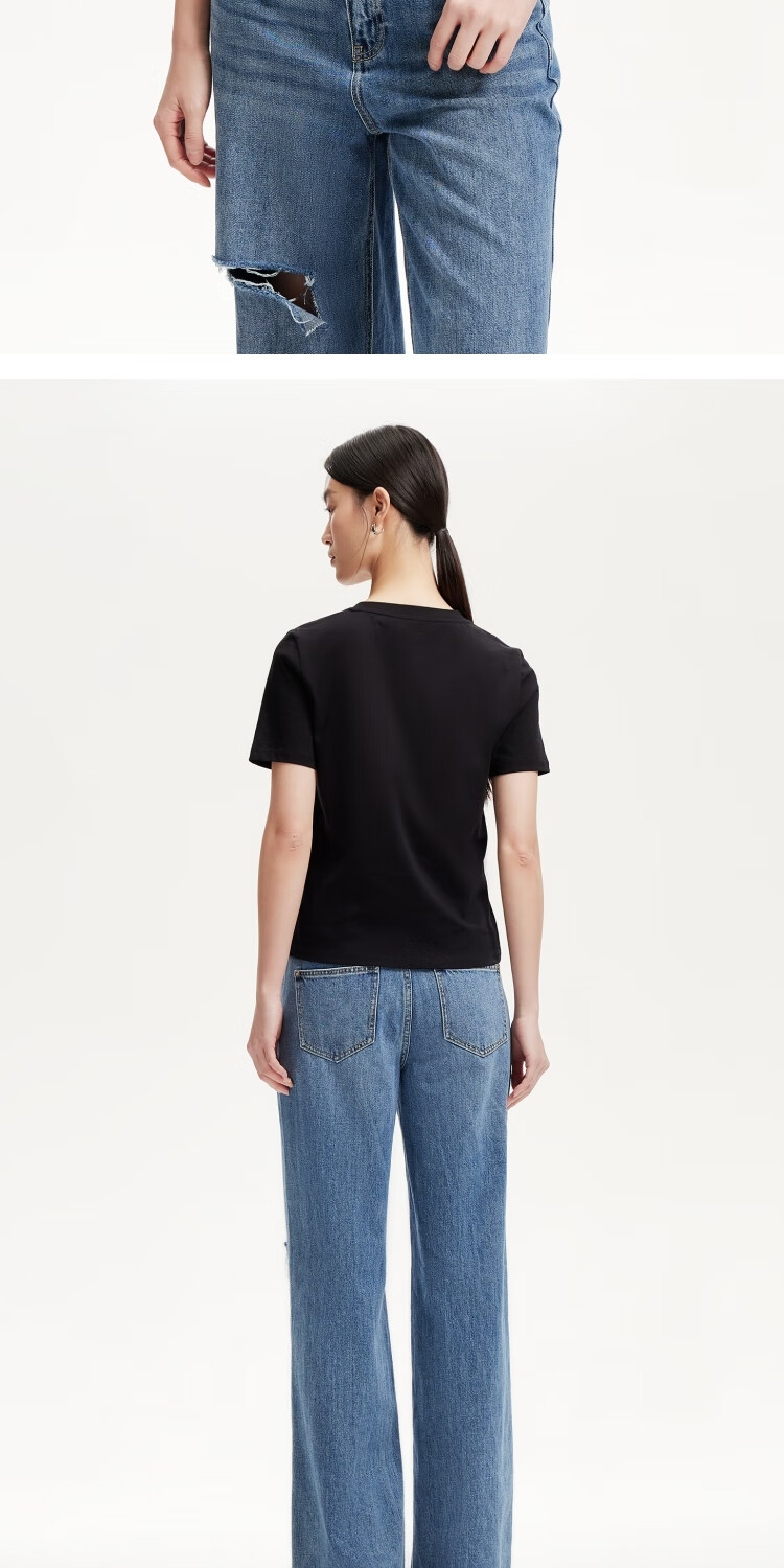 VEROMODA Women's T-Shirt, New Spring 2025 Style, Solid Color V-Neck with Letter Print, Basic T-Shirt, Comfortable And Versatile 12