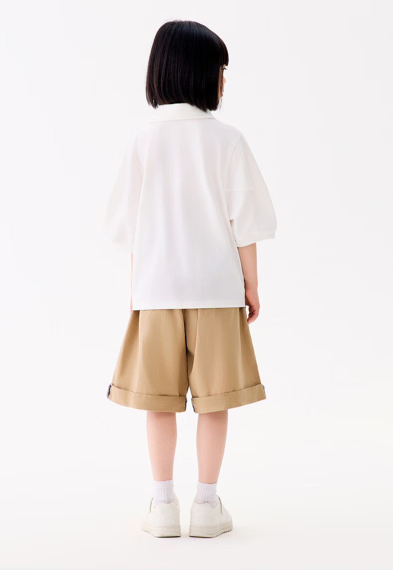 M.Latin Children's Clothing, Kids' T-Shirt, Summer 2025 New Style, Girls' Big Kids Doll Collar Polo Collar Short Sleeve T-Shirt 8