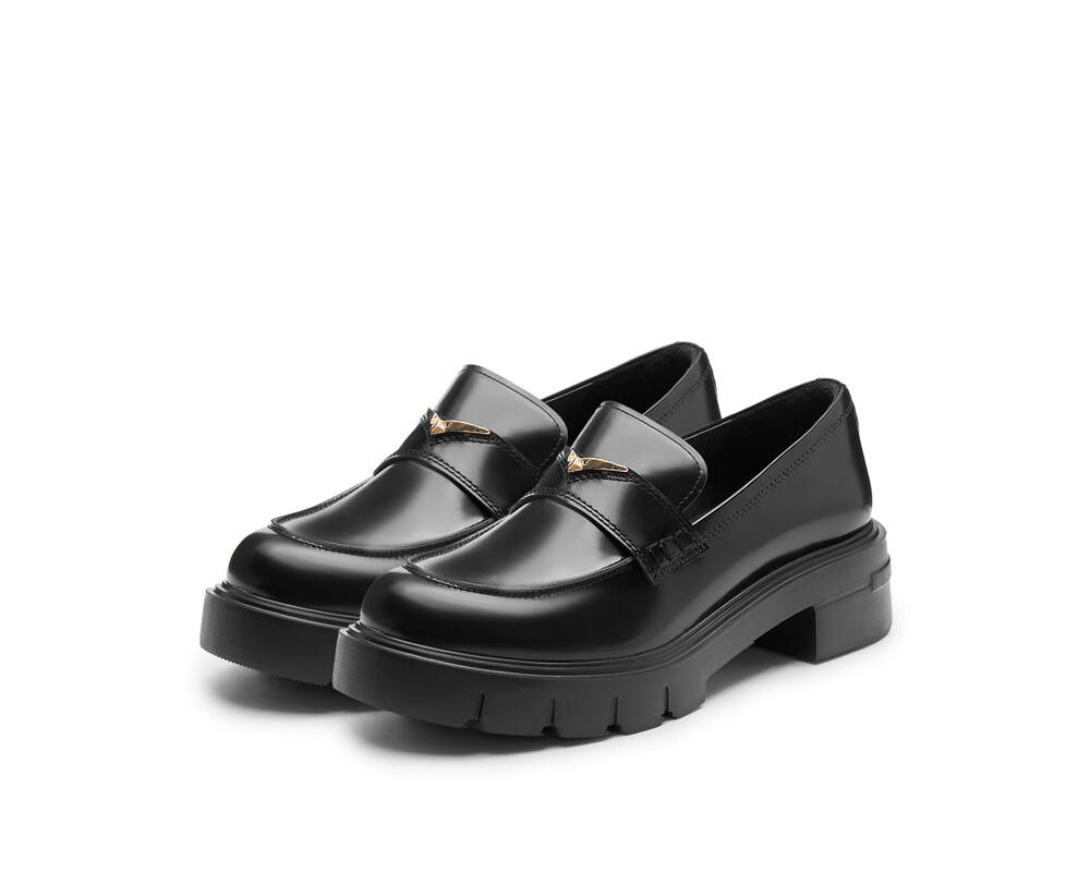 STACCATO Spring Small Gold Heron Jazz Loafers, JK Leather Shoes for Women, EGB03AA5, Cool Black, Size 35 3