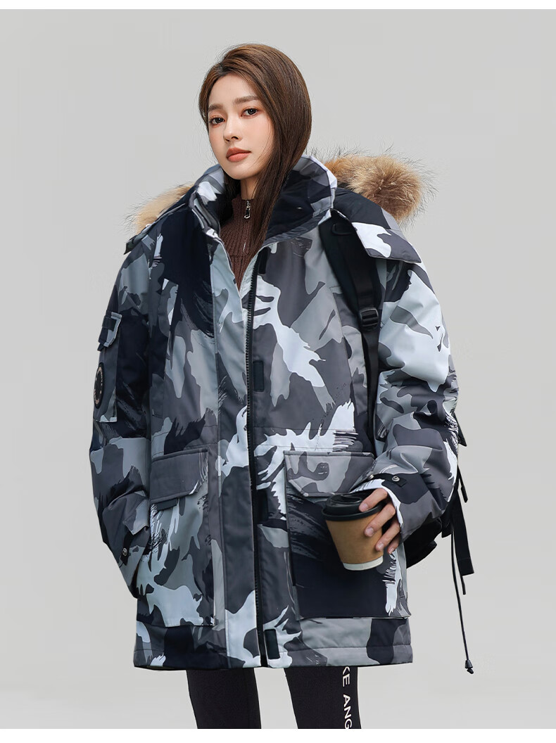 YAYA Unisex Down Jacket Winter Cold-Resistant Hooded Fashion Casual Thick Warm New Year Couple Thick Red Coat 18