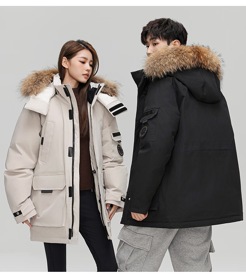 YAYA Unisex Down Jacket Winter Cold-Resistant Hooded Fashion Casual Thick Warm New Year Couple Thick Red Coat 11
