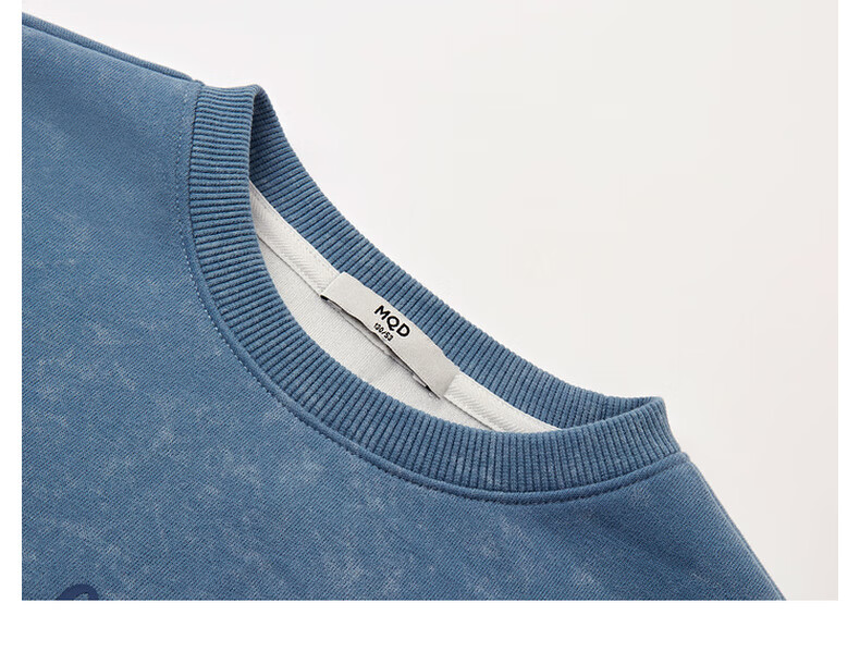 MQD Boys' Autumn New Style Children's Round Neck Street Fashion Loose Drop-Shoulder Sweatshirt for Older Kids, Light Denim Blue, Size 130 15