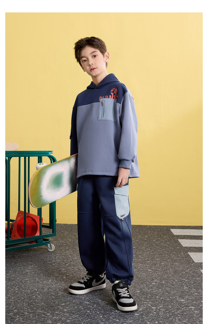 MQD Boys' Autumn New School Style Outfit for Older Children, Sports Casual Trendy Cool Styling Set, Navy Blue, Size 120 6