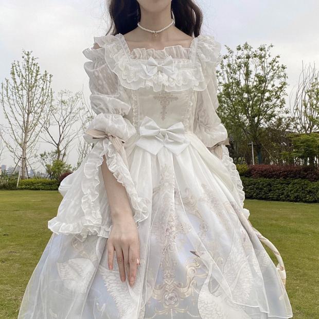 洛丽塔夏季成人lolita内搭雪纺衬衫女喇叭袖打底衫衬衣设计感小众上衣