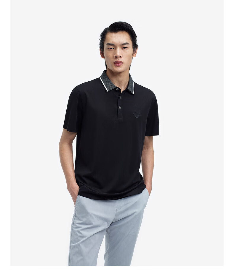 K-Boxing K-Boxing Spring And Summer Business Contrasting Color Lapel Casual Short-Sleeve Polo Shirt BTBE2382, Frost Green, 2XL 13