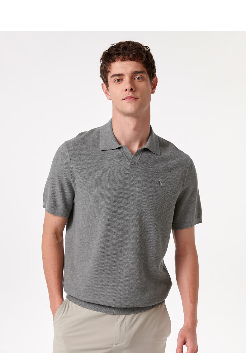HAZZYS Men's Summer Short Sleeve Knit Shirt ABYZD0CAX11 Gray GE M (170/92A46) 10