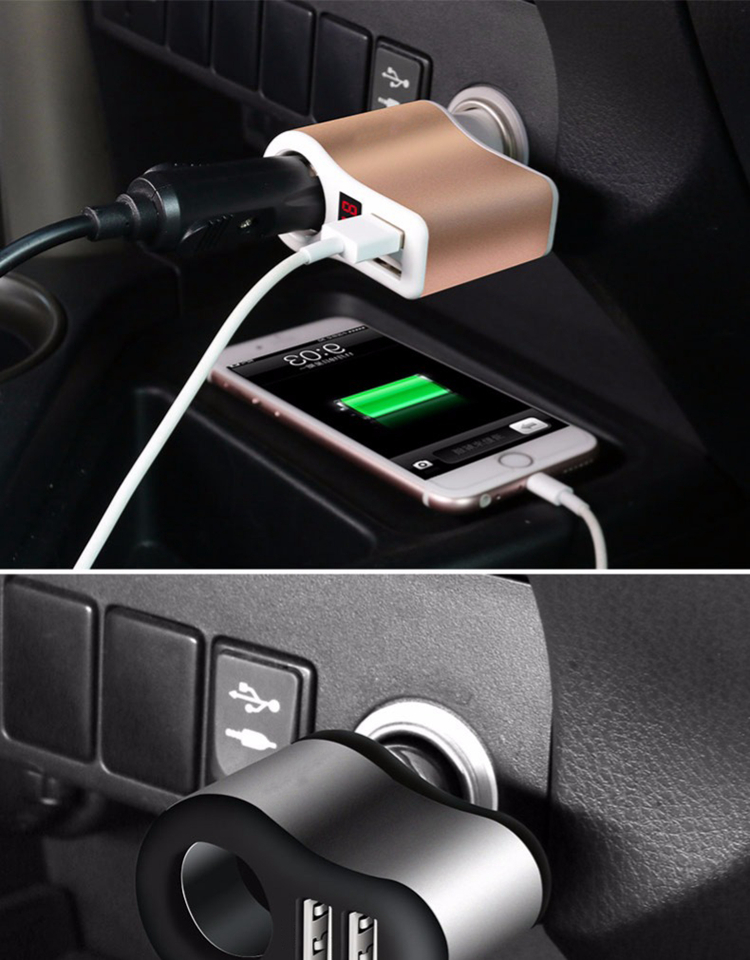 新款五菱宏光s荣光v双usb多功能手机数据线四合一汽车充电器2017电压