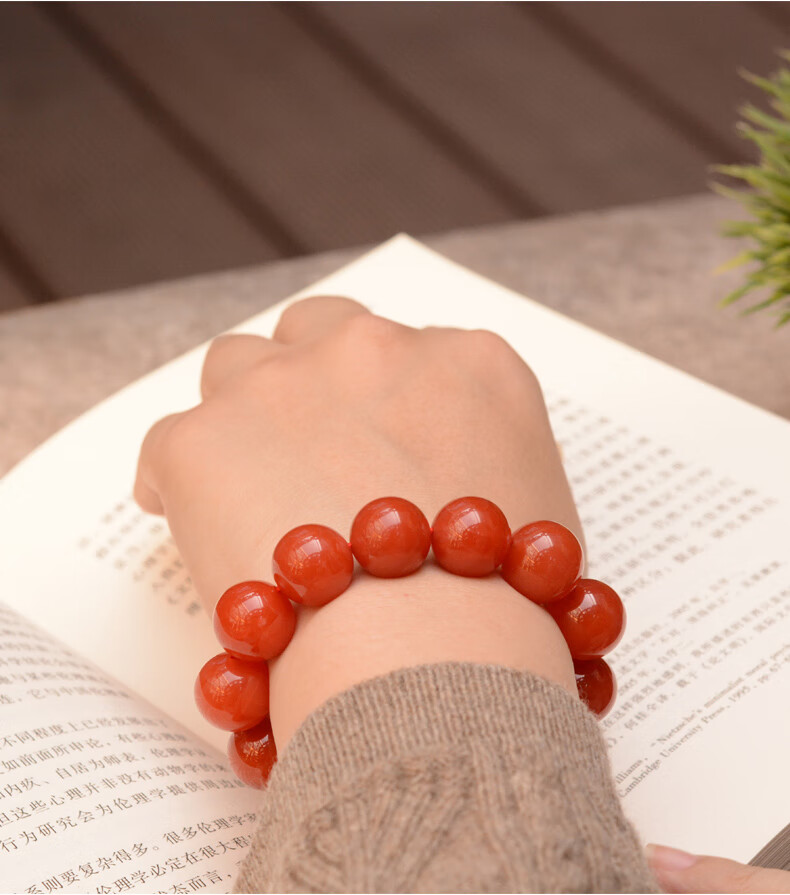 保山南红玛瑙手链冰红圆珠手串文玩河湾料男女本命年礼物 ybh344(约8.