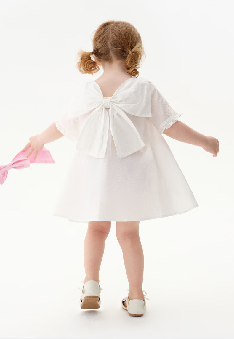 M.Latin Children's Clothing, Girls' Summer Dress, New Style for Summer 2025, Short-Sleeved Dress with Bow Design for Young Girls 6