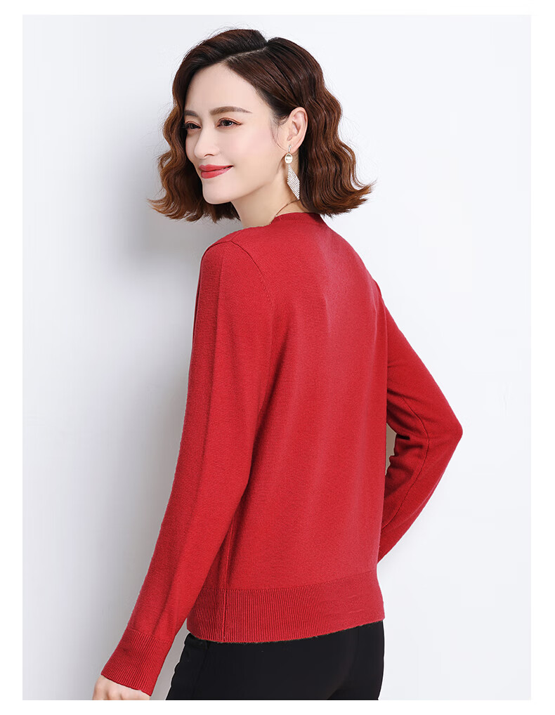 Hengyuanxiang 100% Pure Wool Women's Sweater Autumn Winter Crew Neck Casual Elegant Knit Warm Base Shirt Top 19
