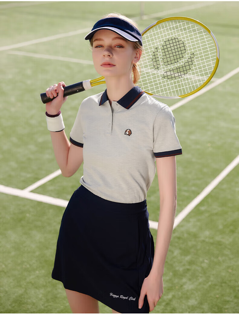 HAZZYS Women's Summer 2025 Color-Block Short Sleeve Polo Shirt ASTSE0CBX06 Navy Blue NV L (165/88A40) 6