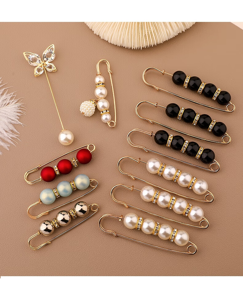 扣裤夹裙子大了改小连衣裙收腰神器女 白色珍珠回形针单个装【图片