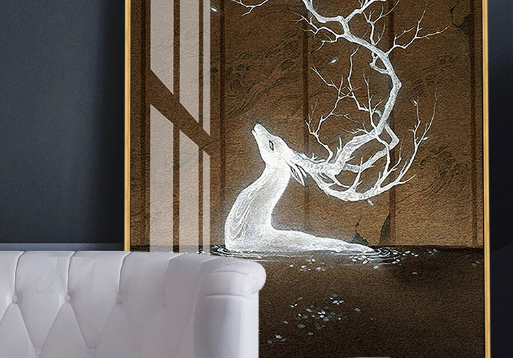 【晶瓷画】金色铝合金框 80*160cm 品牌: 白凤凰 商品名称:白凤凰晶瓷