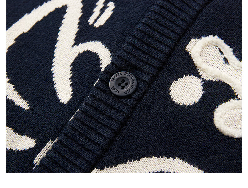 MQD Children's Sweater Autumn New Boys Jacquard Versatile National Style Sweater Navy Blue 130 11