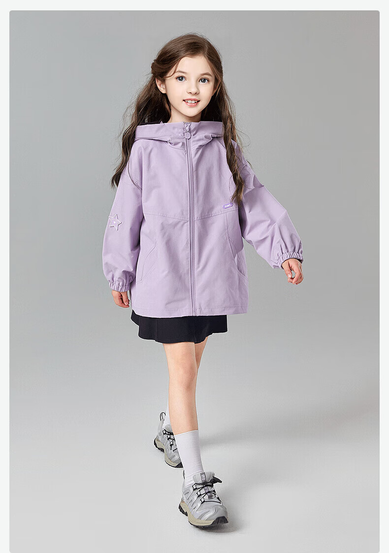 DEESHA Girls' Outerwear Spring 2025 Fashion Casual Hooded Jacket for Older Children, Dream Purple, Size 170 13