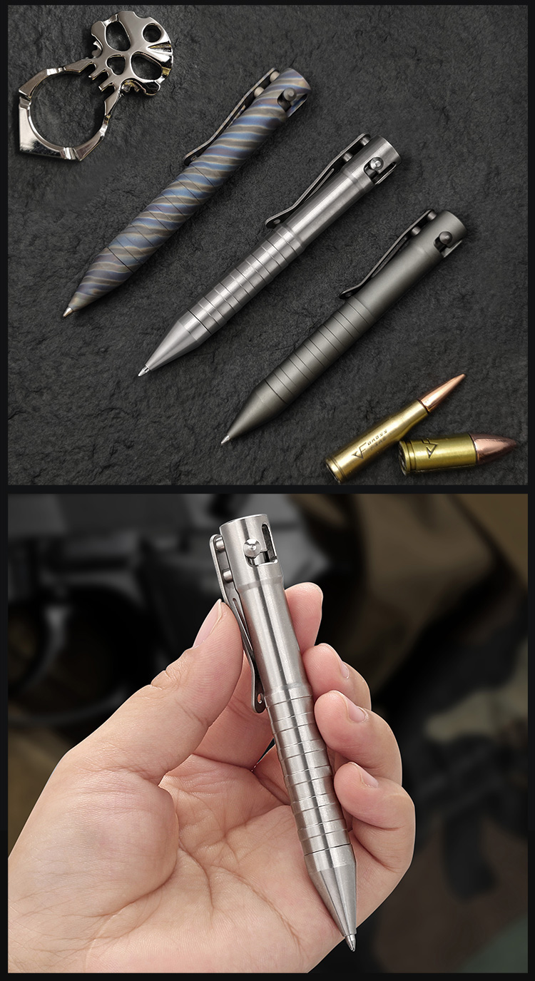 无限制格斗防身战术笔女士必备酷撼拉栓笔栓战术笔钛合金按动签字笔