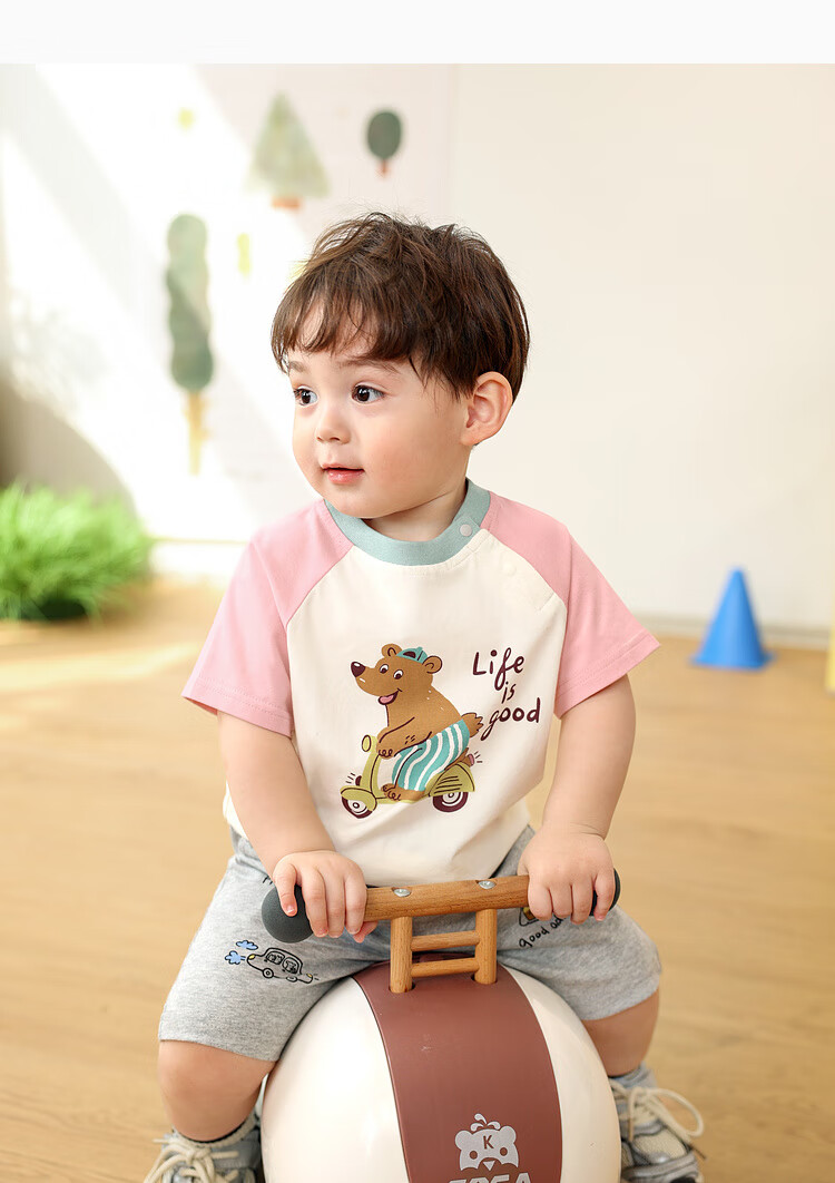 LUSON Baby Boy Short Sleeve T-Shirt, Cute Round Neck Contrasting Color Raglan Sleeve, New Style for 2025, Infant Top 17