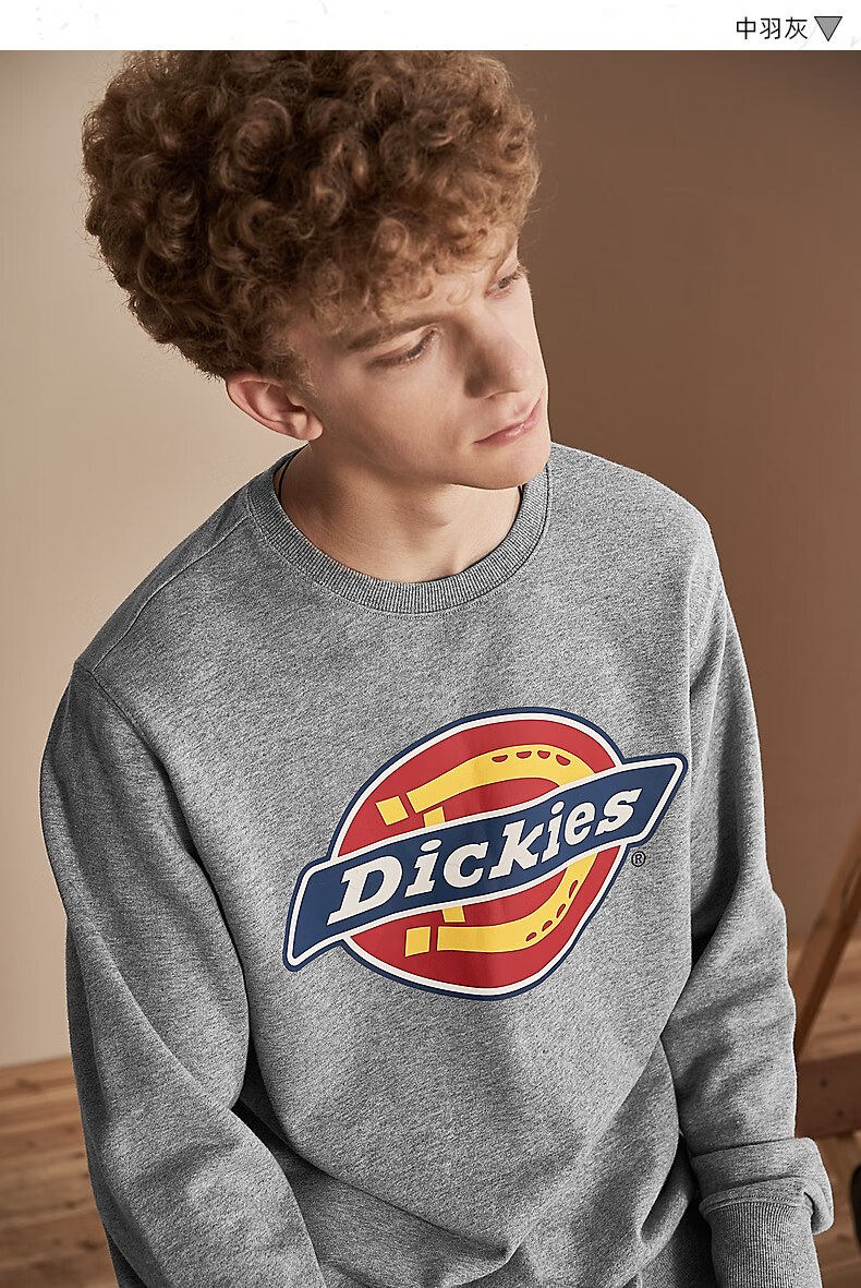 dickies dickies圆领卫衣男女情侣装迪克斯潮牌印花全棉长袖t恤秋季
