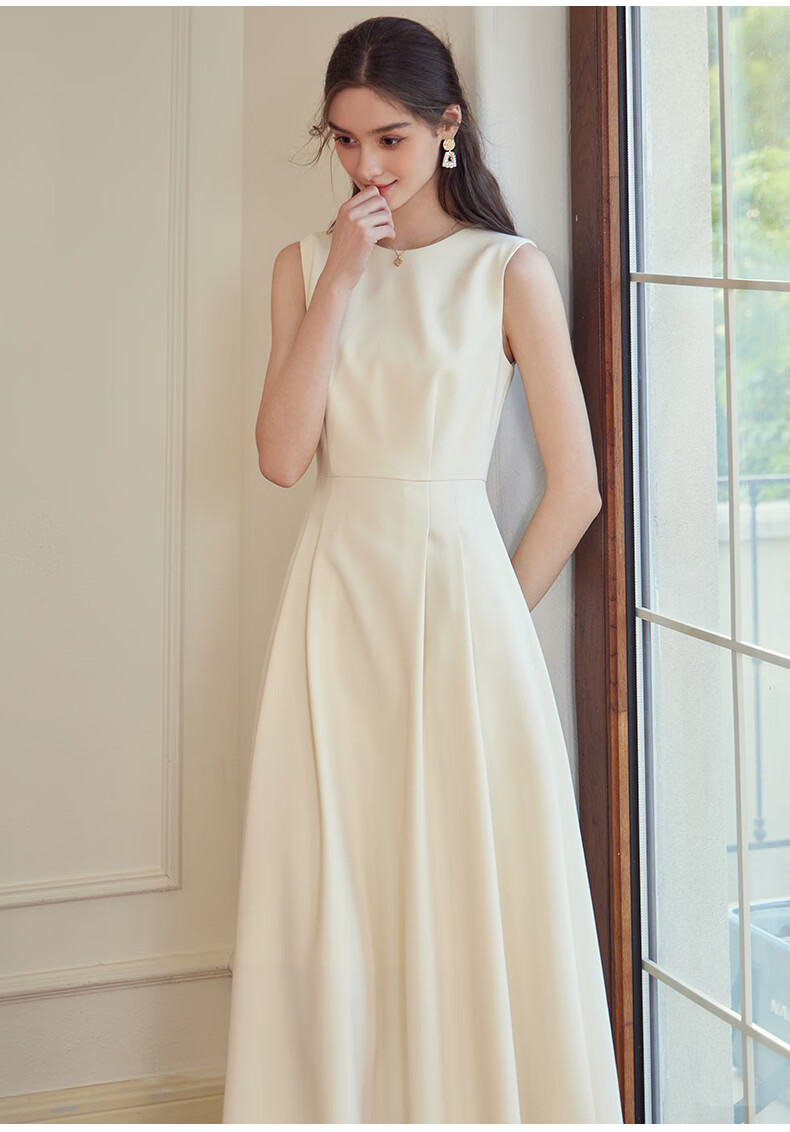 ROEYSHOUSE French Style Waist-Slimming Sleeveless Dress Autumn Commuting Round Neck Dress 09928 Black XL 8