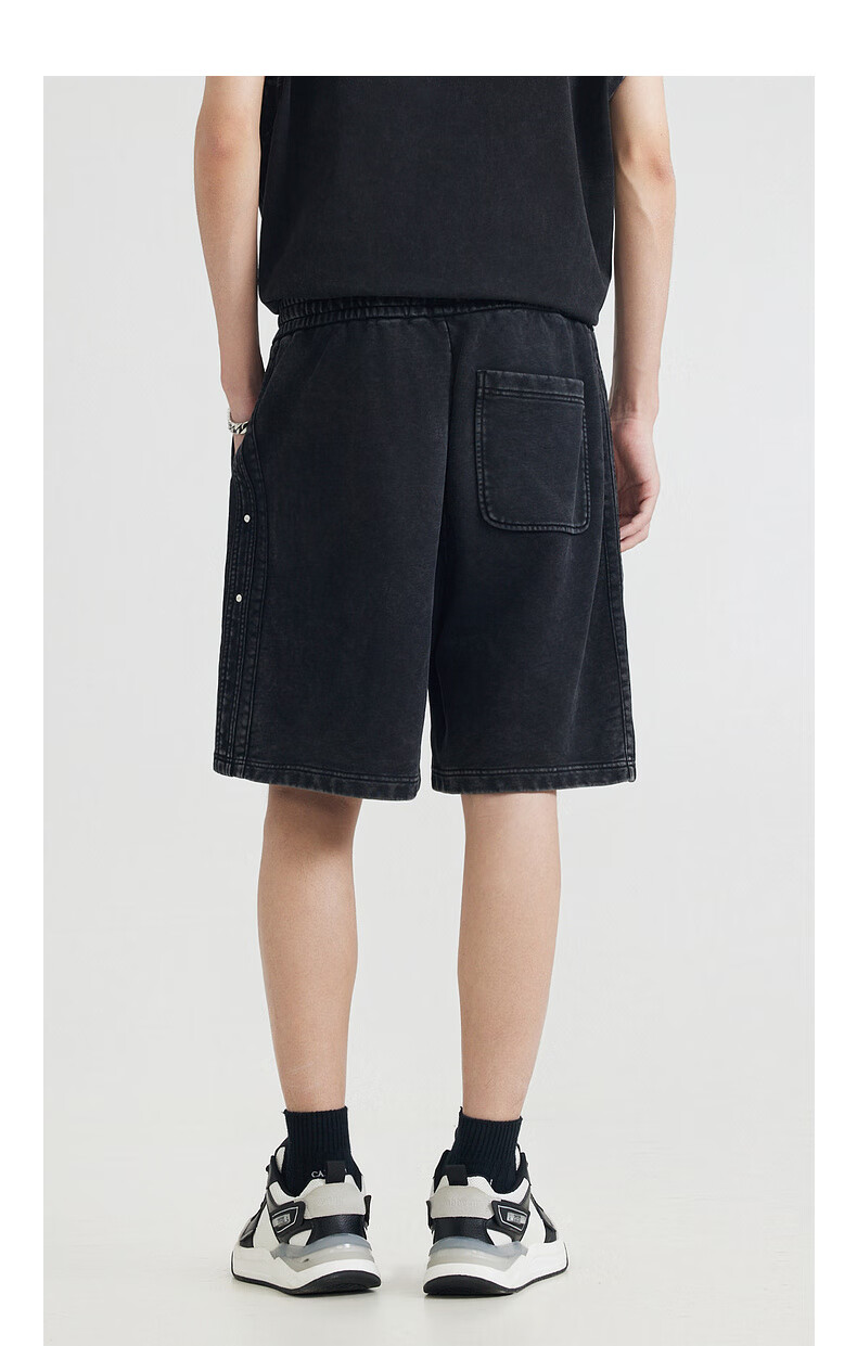 CABBEEN [Distressed Wash] Heavy Cotton Casual Shorts for Men, Summer 2025, Loose-Fitting Breathable Versatile Five-Point Swim Trunks 12