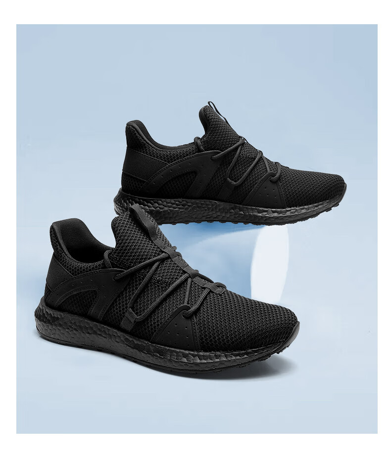 Qiangren Outdoor Sports Casual Men's Shoes, Breathable Shock-Absorbing Running Shoes, 3515 New Style Training Shoes, Black, Size 39 11