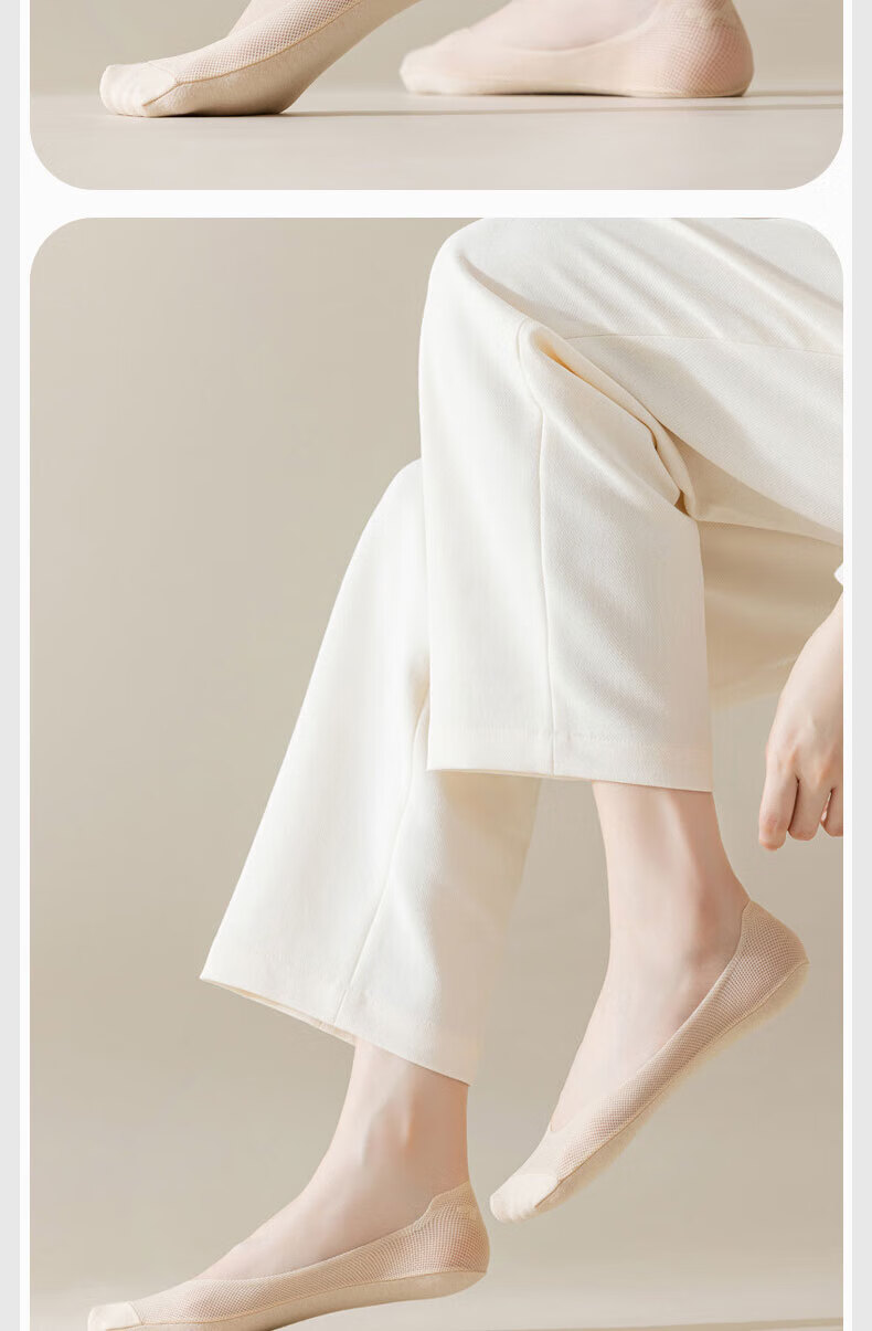 Cotton Full Women's Summer Thin Ice Silk No-Show Boat Socks Non-Slip Low Cut Mesh Invisible Socks 6 Pairs 12