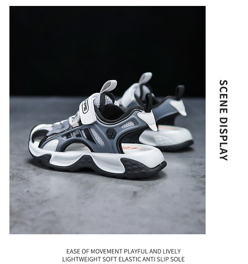 7-PE Boys' Sandals 2026 Summer New Closed-Toe Anti-Collision Sports Beach Breathable Kids' Shoes for Older Children 13