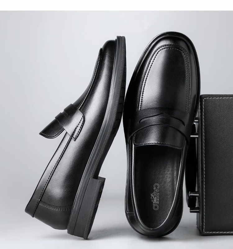 CARTELO 2025 New Business Casual Shoes for Men, Soft Leather Slip-On Dress Shoes, Men's Loafers K051 Black Size 38 3