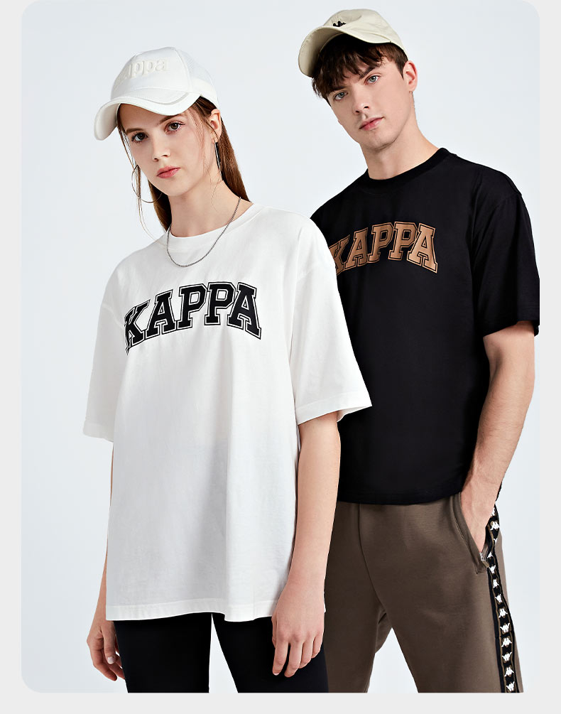 kappa卡帕短袖男女字母印花运动t恤休闲半袖圆领上衣k0cx2td21v轻乳酪