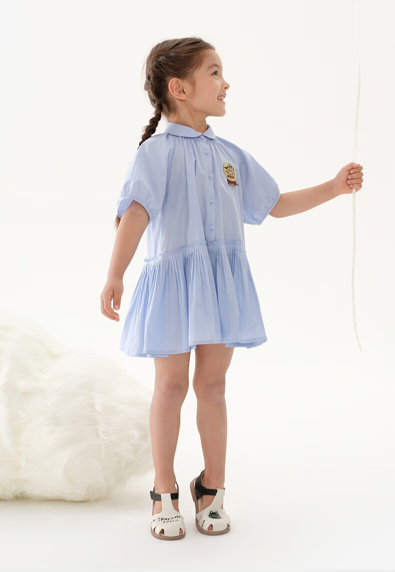 M.Latin [Magic Wind Elf] Children's Clothing, Malatin 2025 Summer New Girls' Retro Academic Short-Sleeve Dress 9