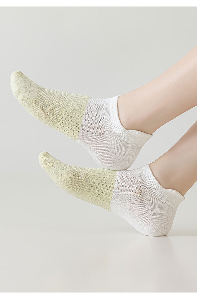 Yimian Women's Summer Thin Xinjiang Cotton No-Show Socks Antibacterial Odor-Resistant Breathable Mesh Low-Cut Cotton Socks 10 Pairs 20