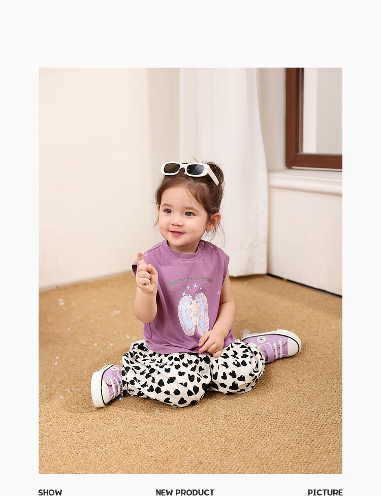 LUSON Baby Girl Pants, 2025 Summer New Stylish All-Over Print Joggers, Infant Mosquito-Proof Trousers 39