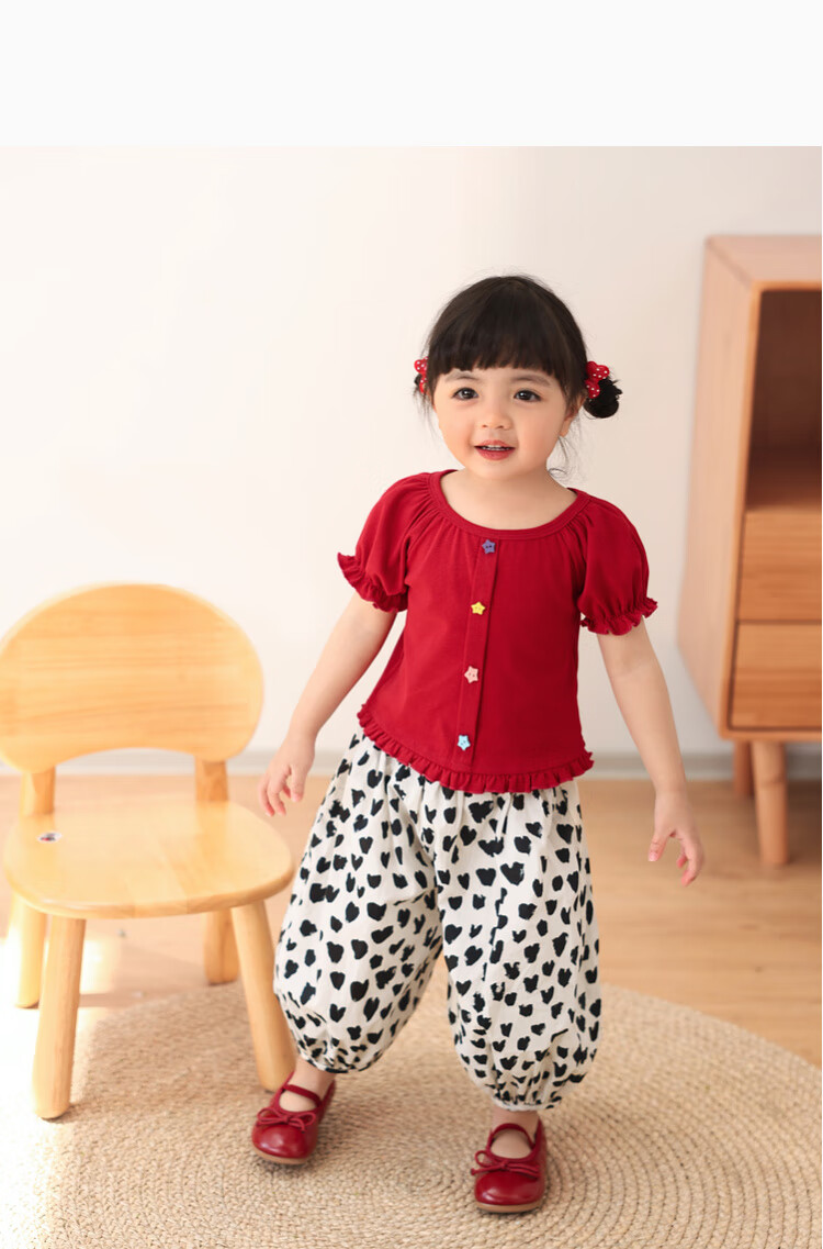 LUSON Baby Girl Pants, 2025 Summer New Stylish All-Over Print Joggers, Infant Mosquito-Proof Trousers 34