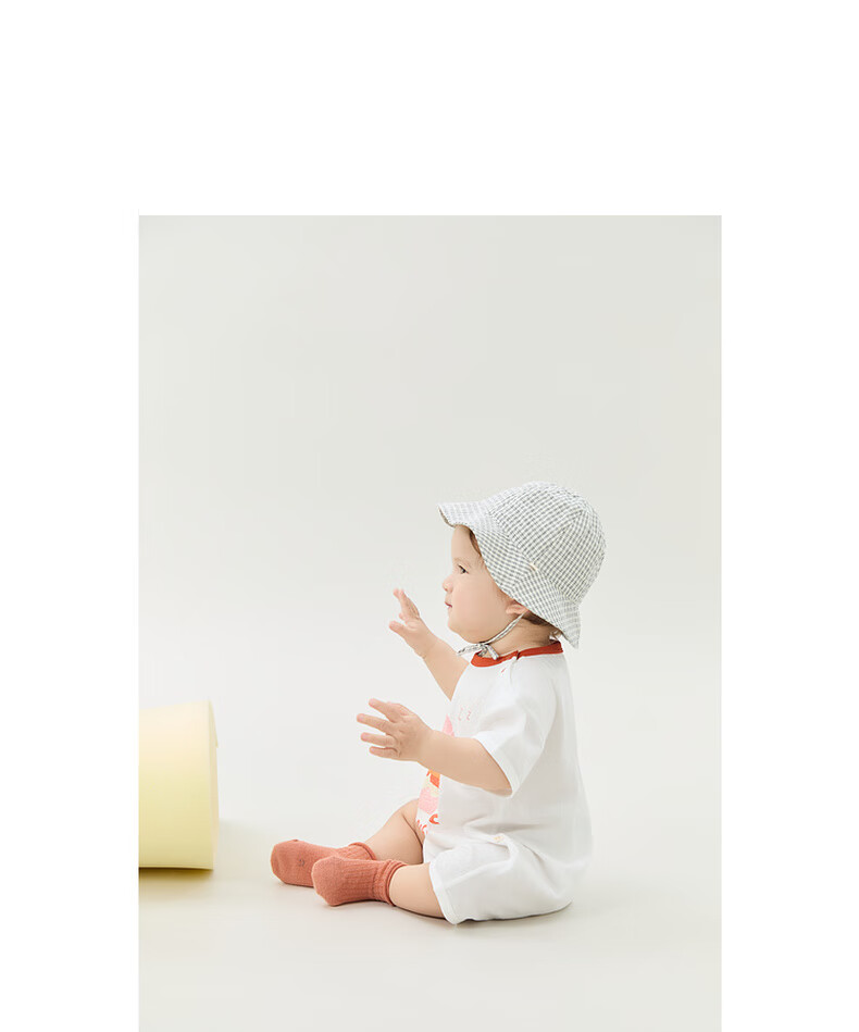 Papa Summer Baby Pure Cotton Romper for Boys And Girls, Fun Short-Sleeve Bodysuit, Yellow - Bodysuit, 66cm 14