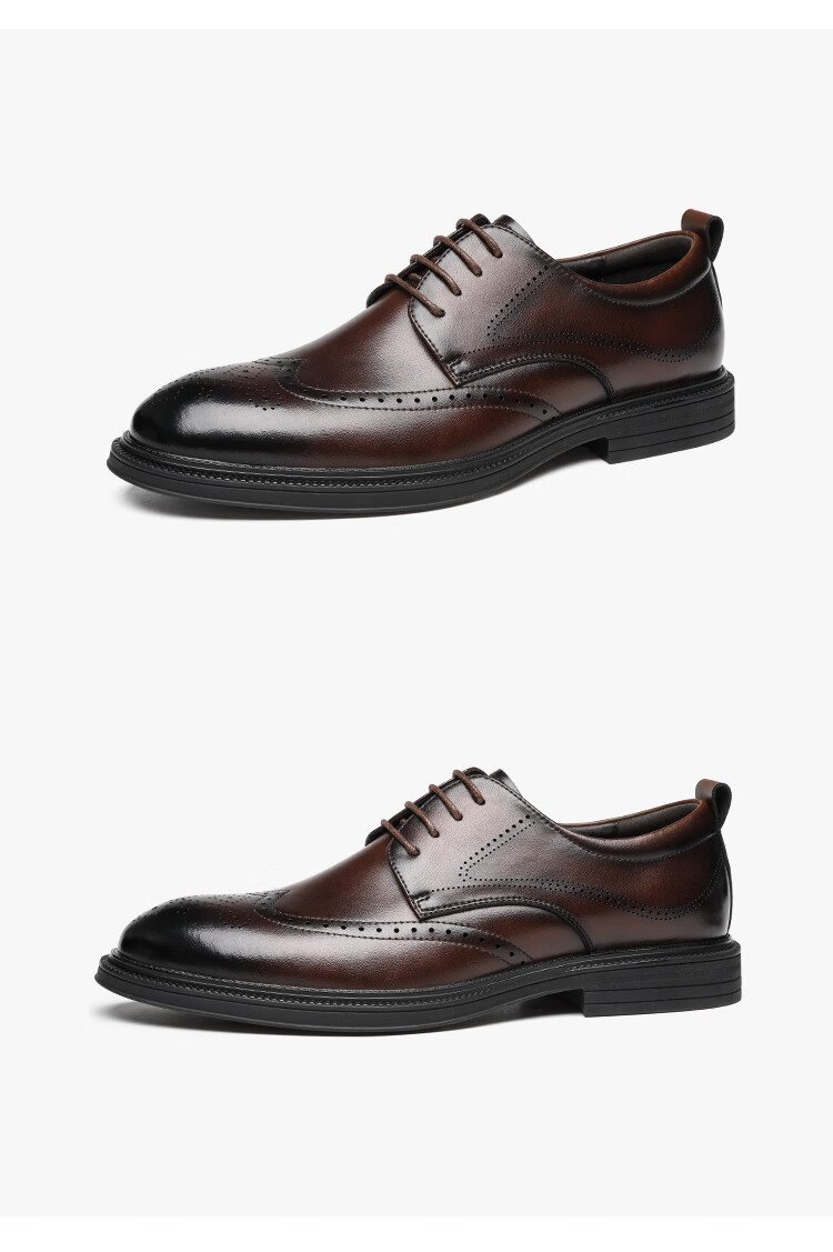 CARTELO British Brogue Leather Shoes for Men, Breathable Business Casual Low-Top Leather Shoes K056 Black Size 39 7