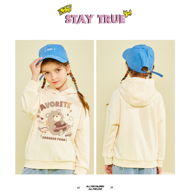 Jeanswest Girls' Sweatshirt, Spring And Autumn Style 2025, Sweet-Style Top for Girls, Children's Hooded Clothing, Casual Autumn Wear for Older Kids 7