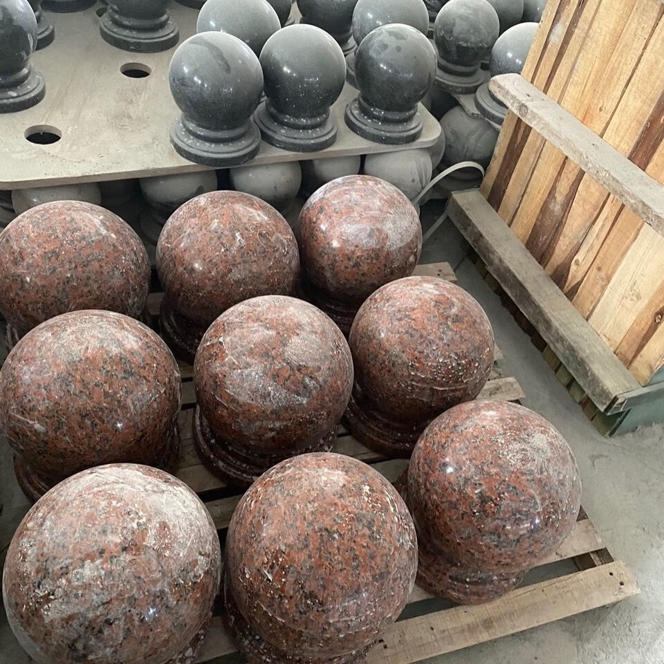 大理石球门柱装饰花岗岩墩子圆球挡车路障庭院花园大门围墙石头球