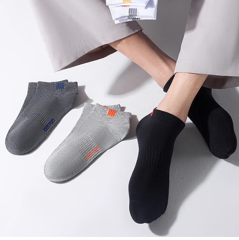 Mianmanman Men's Socks, Xinjiang Cotton Short Socks, Antibacterial And Odor-Resistant, Thin Summer Style, Breathable, Non-Slip, Waist-Cinching Low-Cut Boat Socks, 10 Pairs Pack, Tt 17