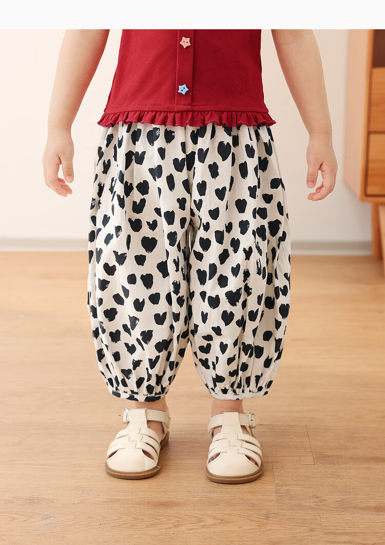 LUSON Baby Girl Pants, 2025 Summer New Stylish All-Over Print Joggers, Infant Mosquito-Proof Trousers 33